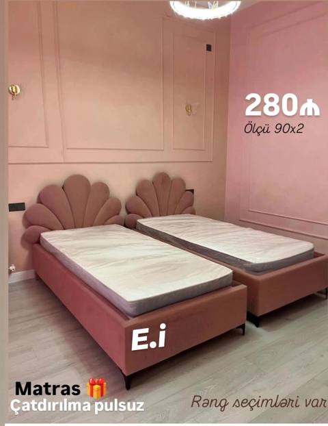 Yeni, Təknəfərlik çarpayı, Bazasız, Matras ilə, Siyirməsiz — Mebel evim — საწოლები