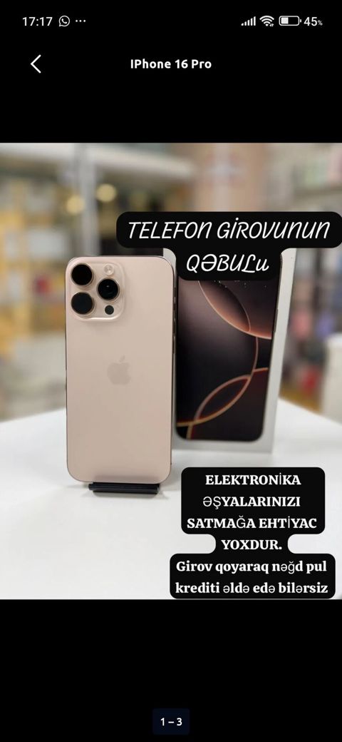 Xidmət: Telefon girovunun qəbulu Təsvir: - Elektronika əşyalarınızı — Bakı