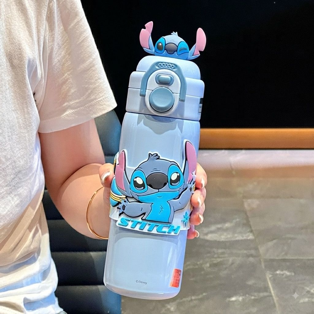 Uşaq üçün termos Stitch, 450 ml, paslanmayan polad, açıq göy — Mallar, Bakı (2)