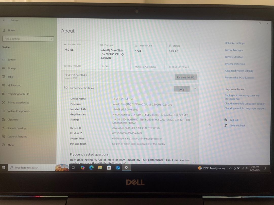 Noutbuk Dell Inspiron 7577 — Noutbuklar, Xırdalan (2)
