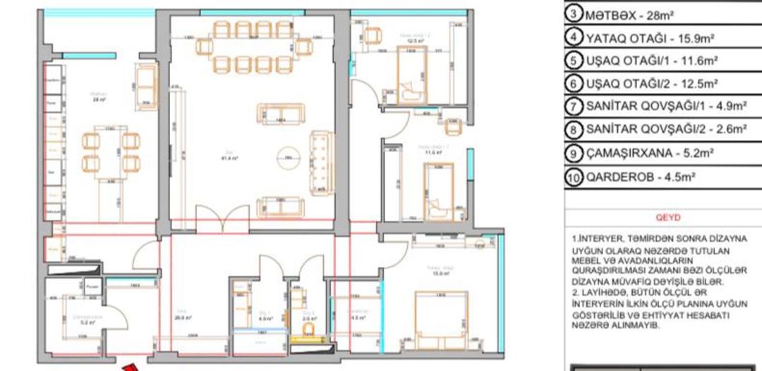 Satılır 3 otaqlı yeni tikili 173 m² — Mənzil, Bakı (2)