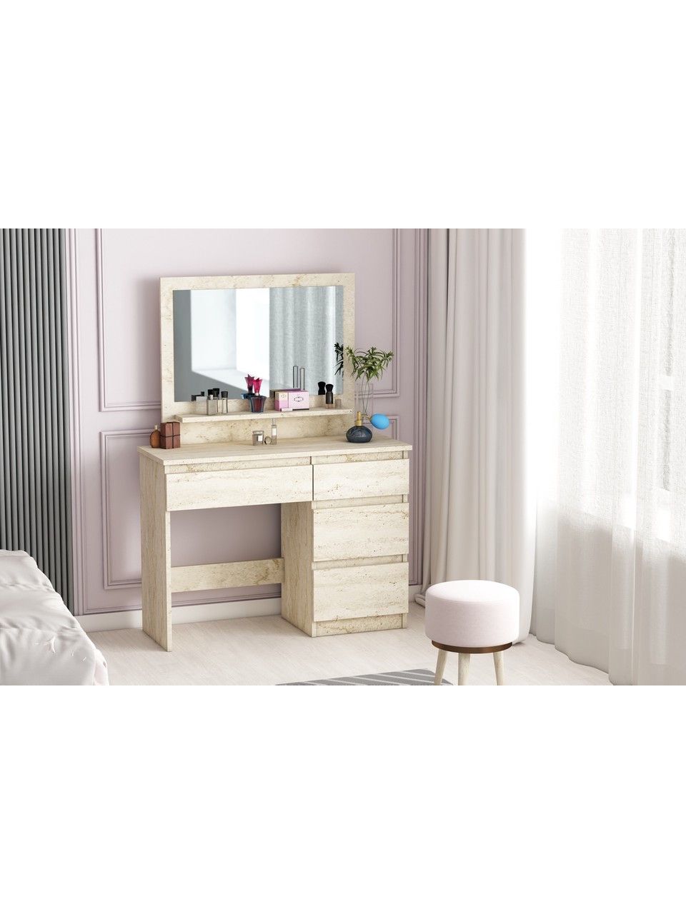 Makyaj masasi Elegant ZARR4003, laminat,bej, 75x100x43 sm — Mallar, Bakı (2)