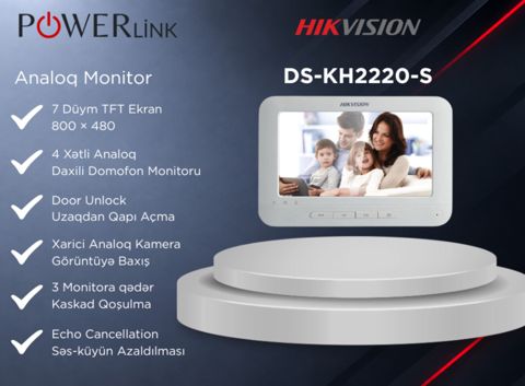Hikvision DS-KH2220-S Analoq domofon monitoru — Powerlink Azərbaycan