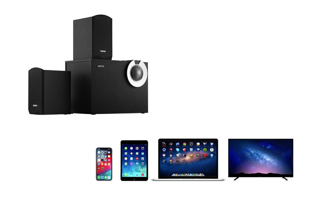 Edifier M206BT Black 2.1 68W (34W(R/L:8W+8W SW:18W)), AUX, USB, Bluetooth 5.0 — Səs texnikası, Bakı