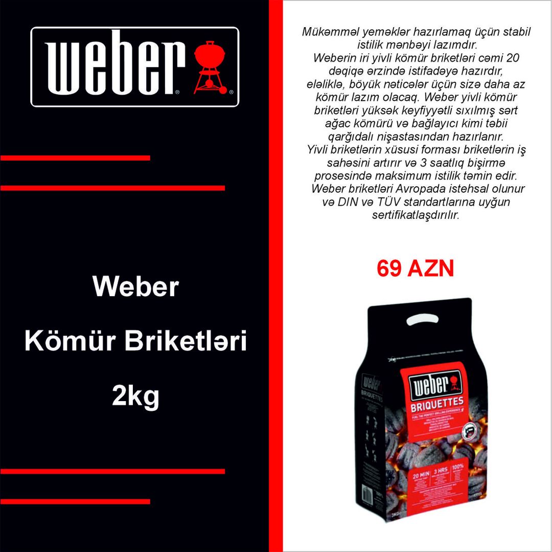 Weber Kömür Briketləri (2 KG) — Dacha və bağ, Bakı