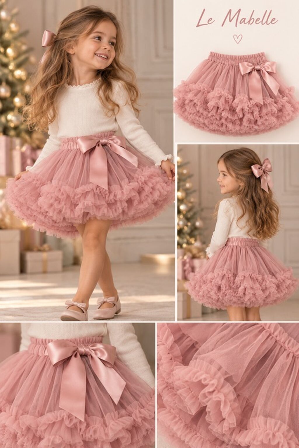 Le Mabelle qız uşaq ətəyi – pudra/çəhrayı tonlarda tül tutu model 4-5 — Qızlar üçün yubka, Bakı