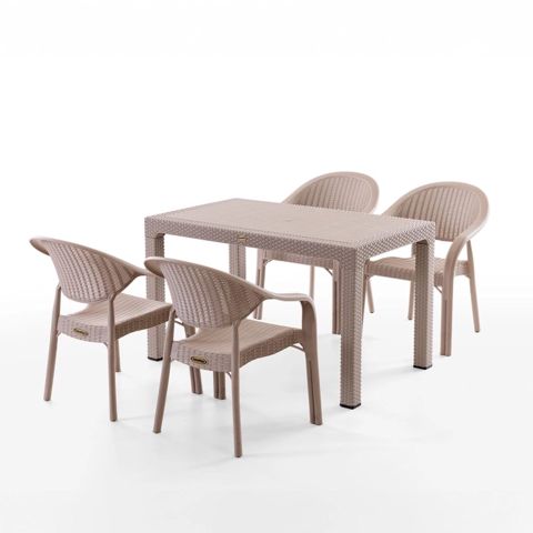 Bağ üçün mebel dəsti 2236786, bambuk/plastik, bej, 150x75x90 sm — Bakı