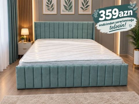 Müasir dizaynlı iki nəfərlik çarpayı – yumşaq, zolaqlı başlıq və ön — 359 ₼ · Bakı · Yataqlar Müasir dizaynlı iki nəfərlik çarpayı – yumşaq, zolaqlı başlıq və ön — Bakı