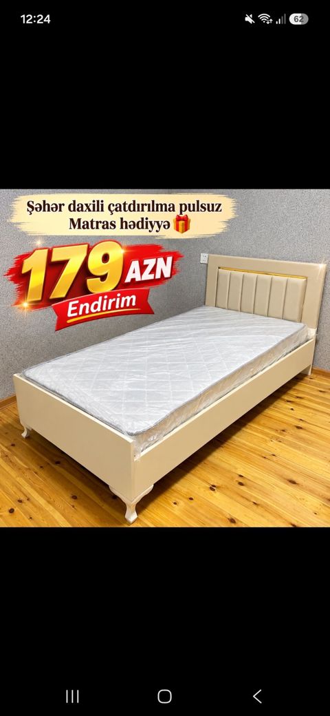 Tək nəfərlik müasir dizaynlı çarpayı - Rəng: krem - Yumşaq başlıq — 179 ₼ · Xırdalan · Yataqlar Tək nəfərlik müasir dizaynlı çarpayı - Rəng: krem - Yumşaq başlıq — Xırdalan