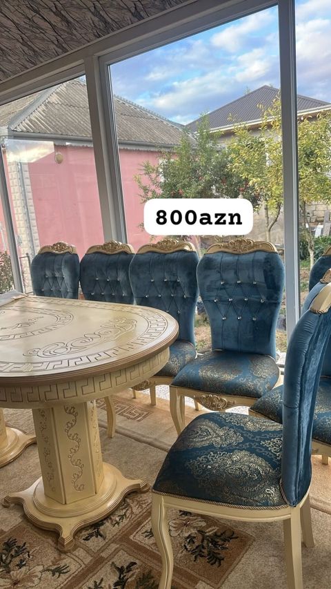 Qonaq otağı üçün, İşlənmiş, Oval masa, 6 stul — Bakı
