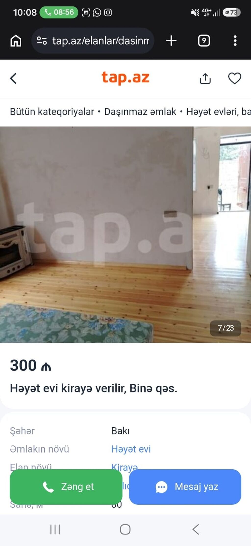 80 kv. m, 2 otaqlı, Qaz — Ev, villa, Bakı (9)