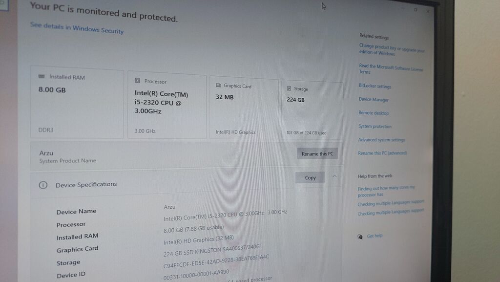 Masaüstü kompüter dəsti Tərkib: - Sistem bloku: Intel Core i5-2320 — Masaüstü kompüterlər, Bakı (2)