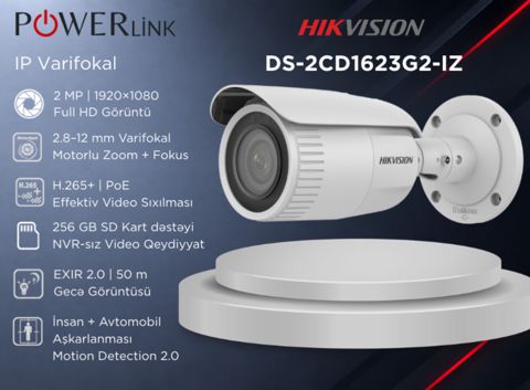 IP Varifokal Bullet Kamera 2.8-12mm Hikvision DS-2CD1623G2-IZ 2MP — Bakı