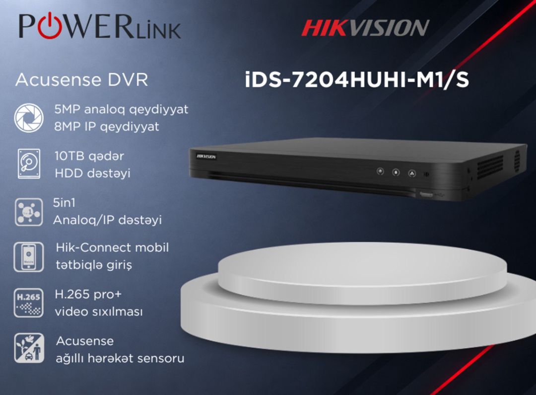 Hikvision iDS-7204HUHI-M1/S AcuSense DVR — Ağıllı ev və təhlükəsizlik, Bakı