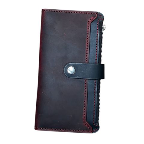 Pul kisəsi OL-600, dəri, 19.5x10 sm, tünd qırmızı — Bakı