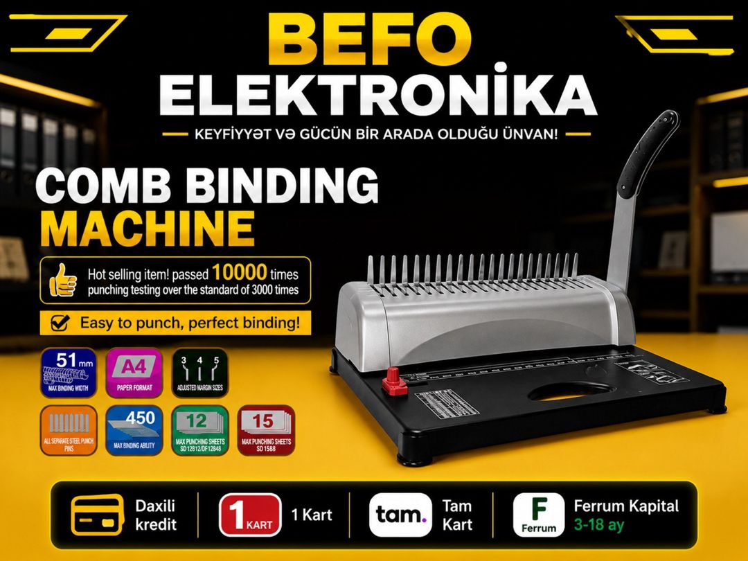 Cildləmə Aparatı (Daraq Binding Machine) – A4 üçün Plastik Spiral — Biznes və avadanlıq, Bakı