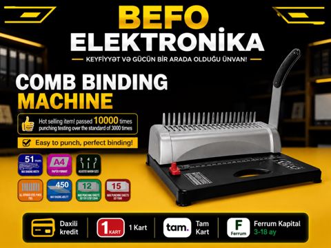 Cildləmə Aparatı (Daraq Binding Machine) – A4 üçün Plastik Spiral — Bakı