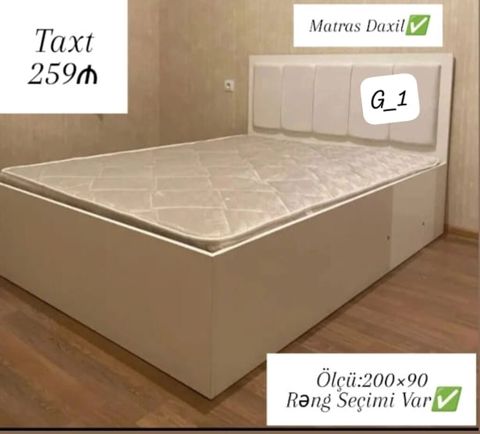 Taxt – 259₼ - Ölçü: 200 90 sm - Matras daxildir - Rəng seçimi var — 259 ₼ · Mehdiabad · Yataqlar Taxt – 259₼ - Ölçü: 200 90 sm - Matras daxildir - Rəng seçimi var — Mehdiabad