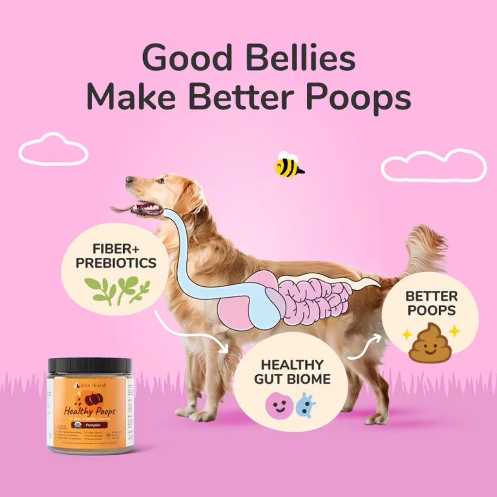 Yem əlavəsi Kin+Kind Healthy Poops, İt və pişiklər üçün, Mədə-bağırsaq traktı üçün, Həzm sisteminə dəstək, Bağırsaq fəaliyyətinə dəstək, Toz — Mallar, Bakı (3)