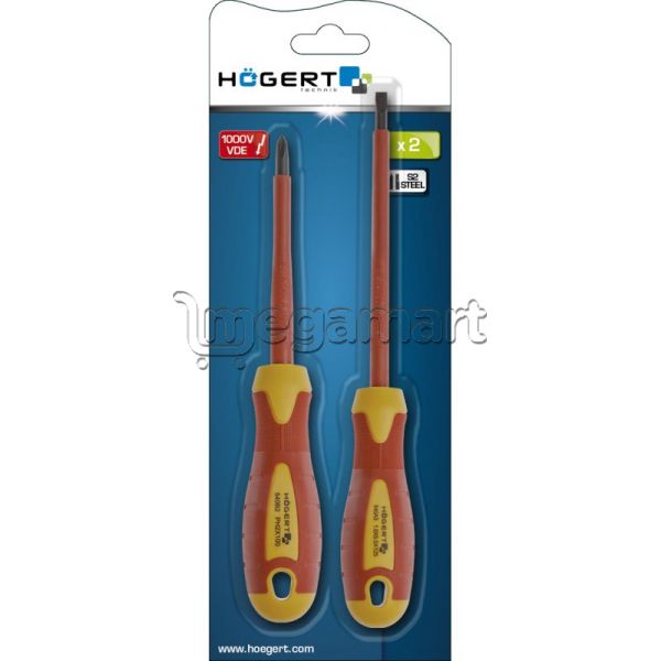 Dielektrik Vintaçanlar Högert HT1S990 SL5,5, 125 mm, PH2, 100 mm, 1000 V, S2, 2 шт. (polad) — Vint açarları, Bakı (2)