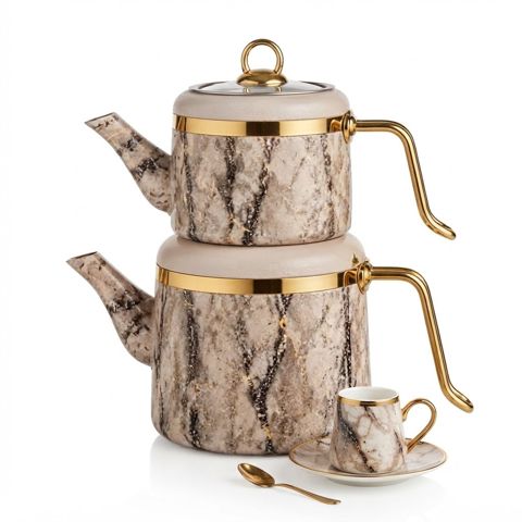Çaydan dəsti, 2250 ml/1500 ml, keramika, krem — Bakı