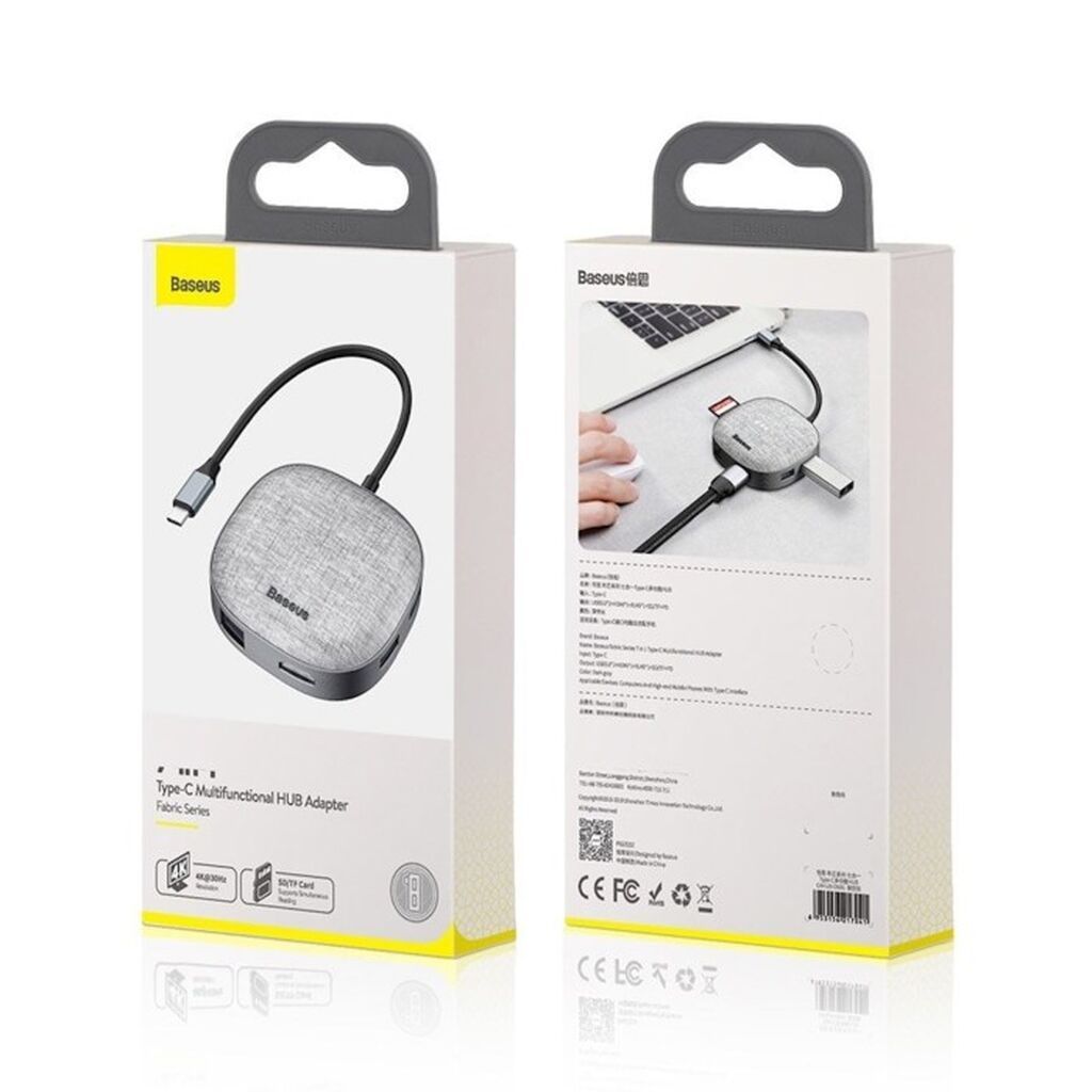 Baseus 7‑in‑1 USB Type‑C HUB HDMI RJ45 SD microSD Adapter Baseus-un — Noutbuk aksesuarları, Bakı