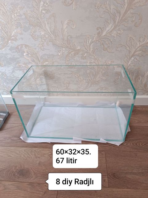 Akvaryum – şüşə, yapışdırma küncləri gücləndirilmiş. Ölçülər: 60 32 — Sumqayıt