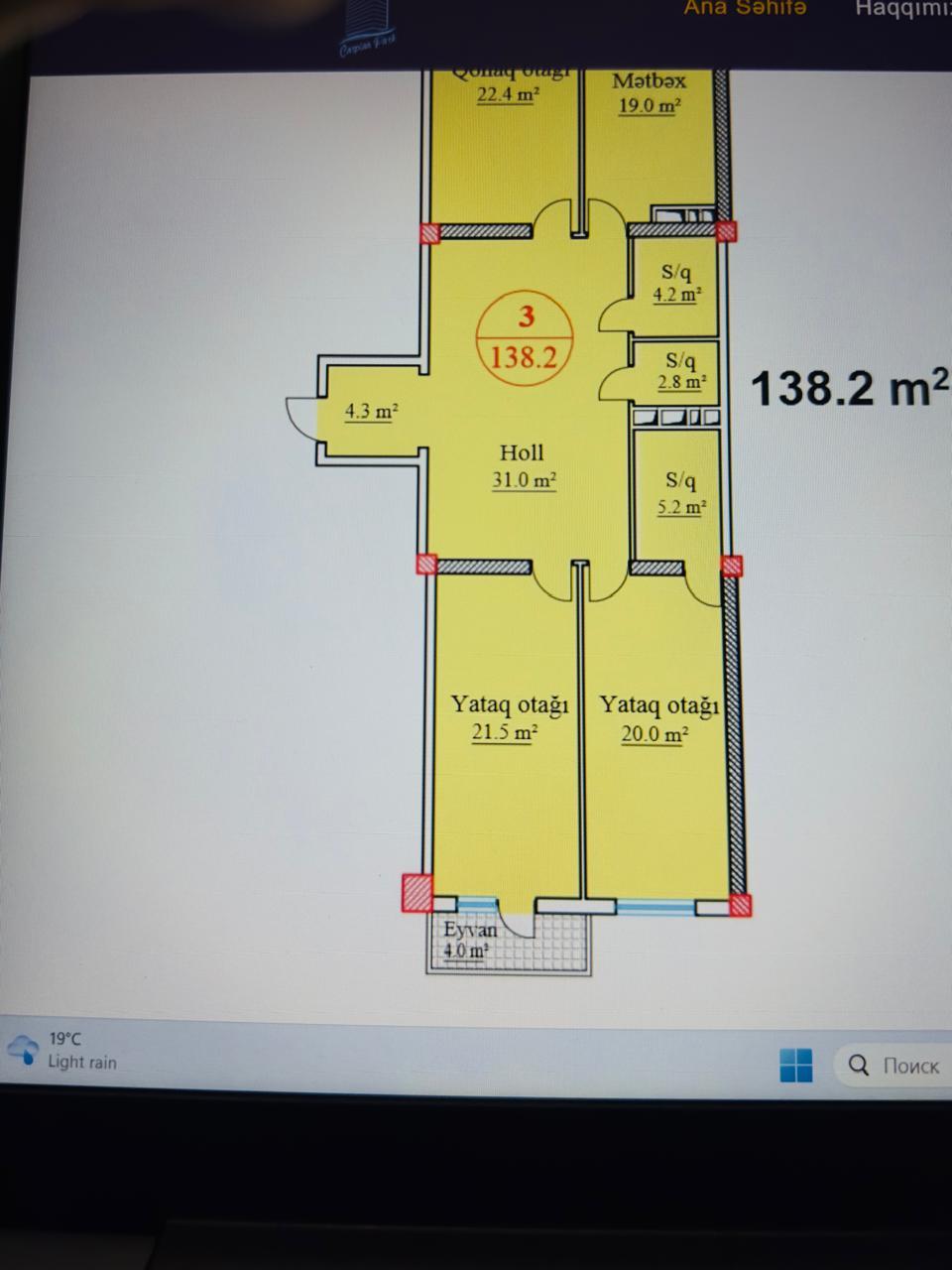 3 otaqlı mənzil, 138 m², Zığ ş., 31а (Caspian Park) — Mənzil, Bakı (4)