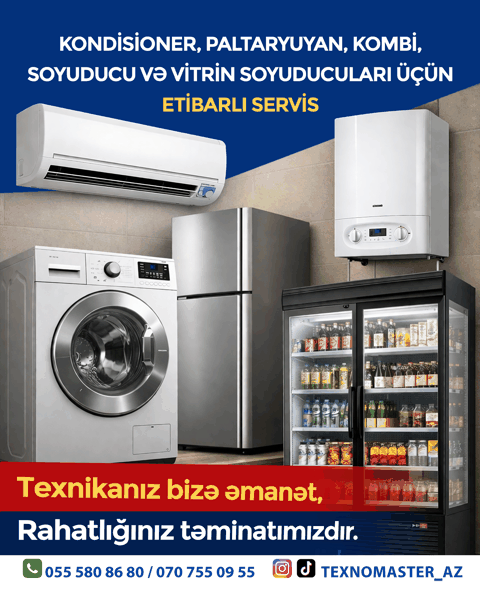 Kondisioner Servis, Paltaryuyan təmiri — Qerib Abbasov — По договорённости · Bakı · Kondisioner və havalandırma sistemi təmiri Kondisioner Servis, Paltaryuyan təmiri — Qerib Abbasov — Bakı