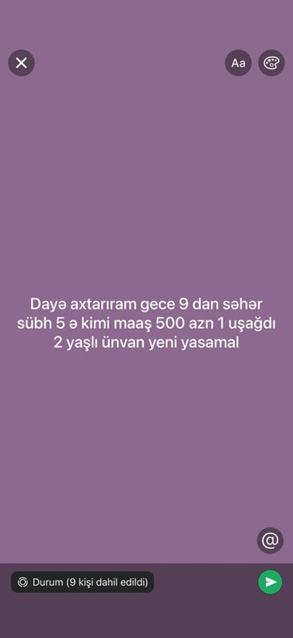 Dayə tələb olunur, Gecə növbəsində iş — Ev personali və təmizlik, Horadiz