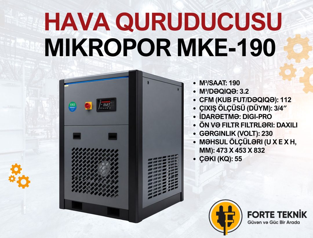 Kompressor üçün hava quruducu Mikropor MKE 190 — Biznes və avadanlıq, Bakı