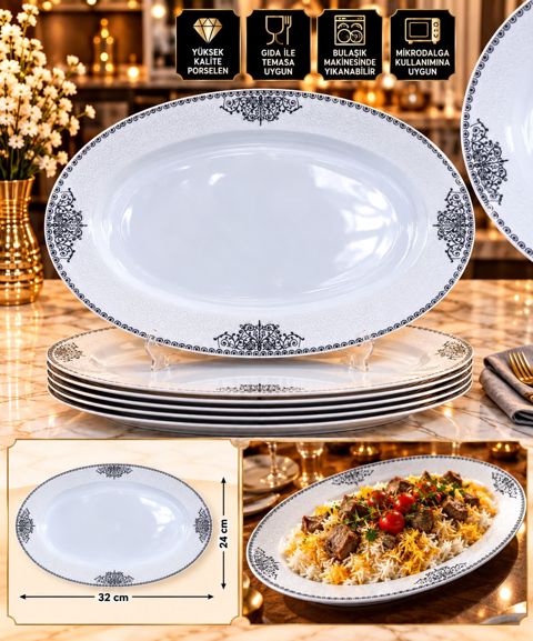 Boşqab 90540420, keramika, ağ, 24x32 sm, 1 əd — Bakı