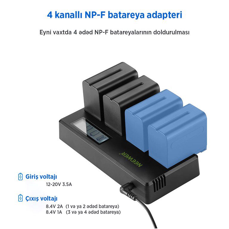 “Neewer” NP-F batareyaları üçün 4 kanallı şarj cihazı — Foto və video texnikası, Bakı (2)