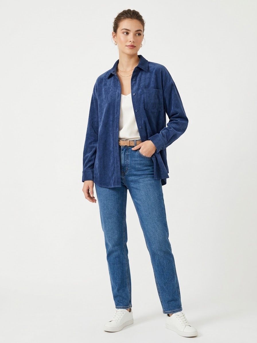 Uzunqol köynək, Tünd göy, Velvet, ölçü One size — Mallar, Bakı (2)