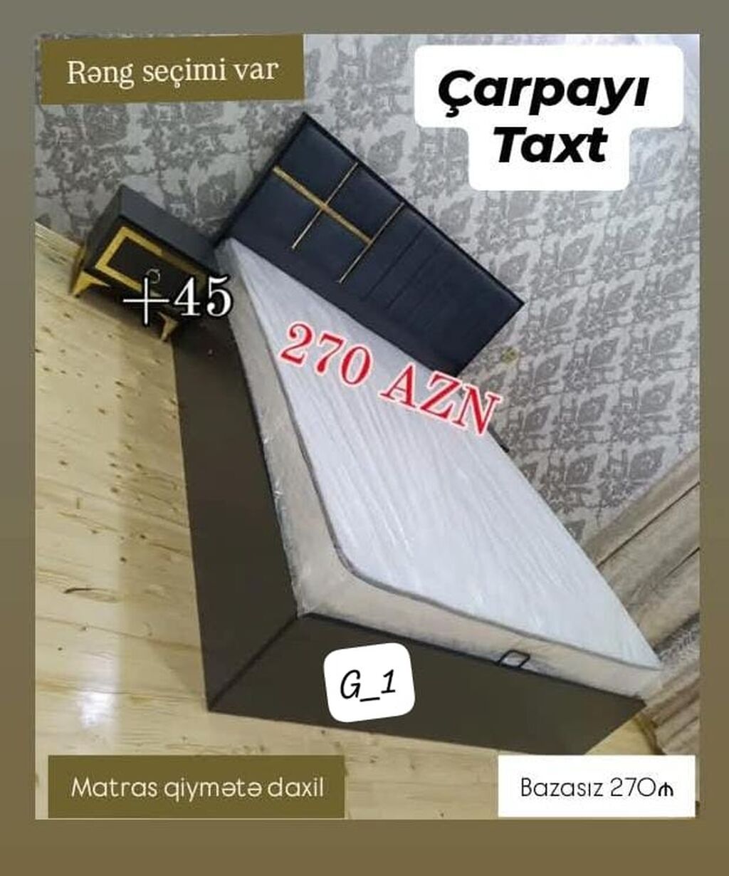 Çarpayı/taxt modeli – G_1 - Rəng seçimi var - Başlıq hissəsi qara — Yataqlar, Mehdiabad