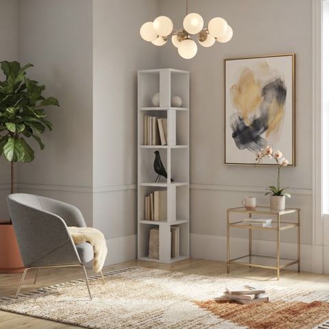 Künc rəfi HD45, laminat, ağ, 160x40x30 sm — Bakı
