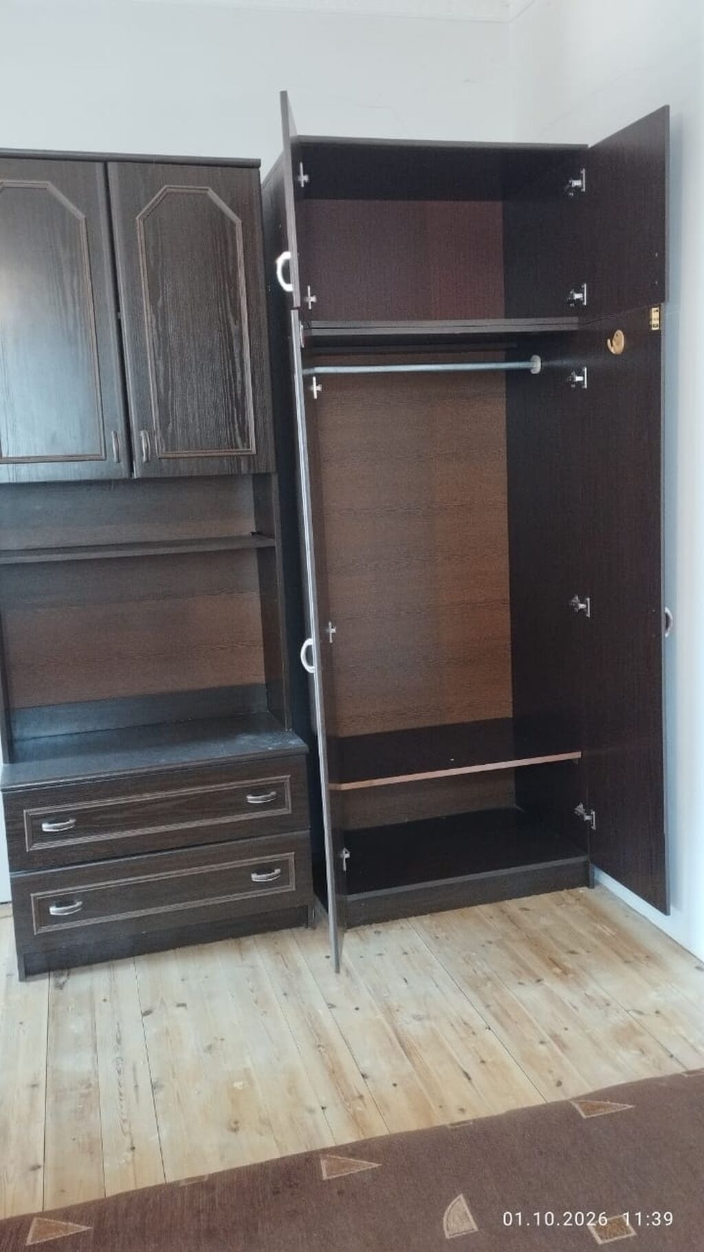 İşlənmiş, 2 qapılı, Siyirməli, Qəhvəyi, Taxta, Açılan, Düz dolab — Şkaflar, Bakı