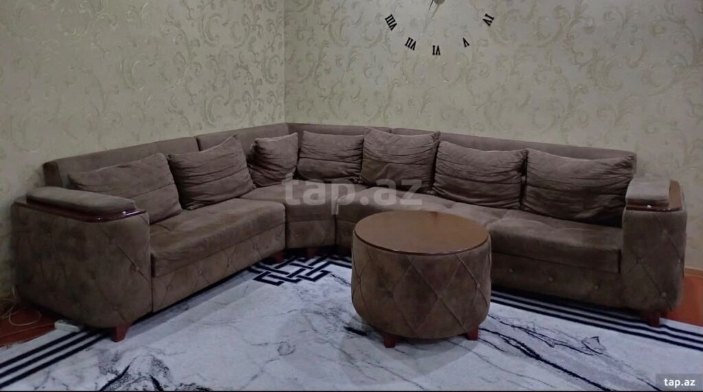 Künc divan dəsti - Forma: L-şəkilli künc divan - Rəng/material: Tünd — Yumşaq mobilya dəstləri, Bakı (2)