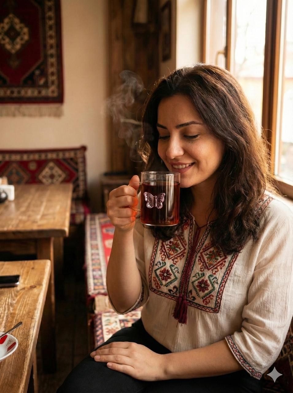 Fincan şüşə, kəpənək dekorlu,şəffaf, bənövşəyi — Mallar, Bakı (2)