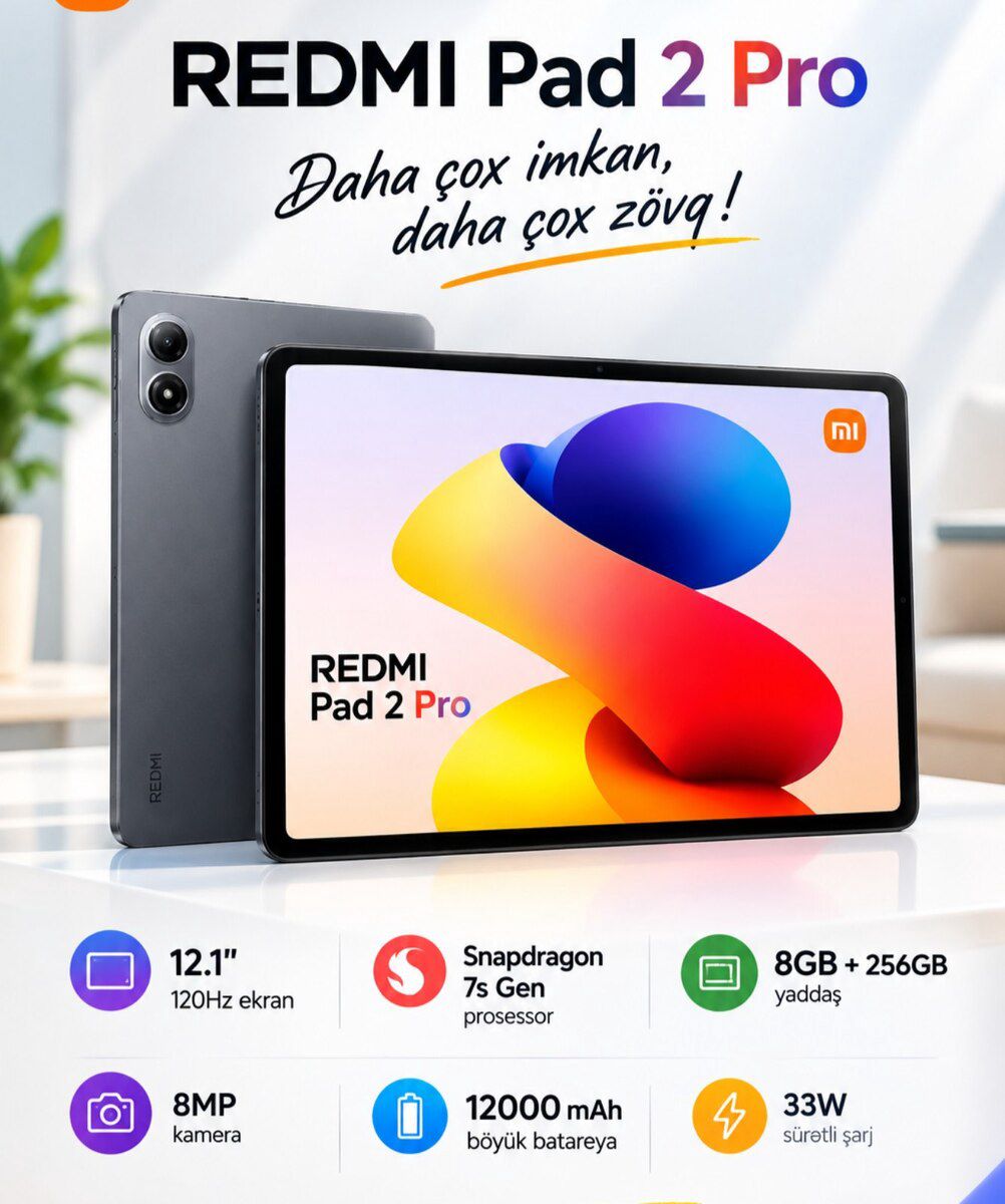 Xiaomi Redmi Pad 2 Pro Graphite Gray 256GB/8GB — Planshetlər, Bakı