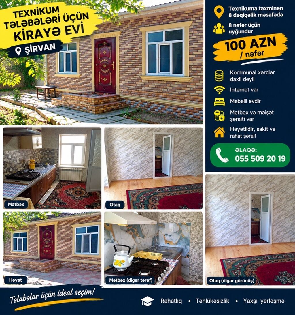 90 kv. m, 4 otaqlı, İnternet — Ev, villa, Şirvan (2)