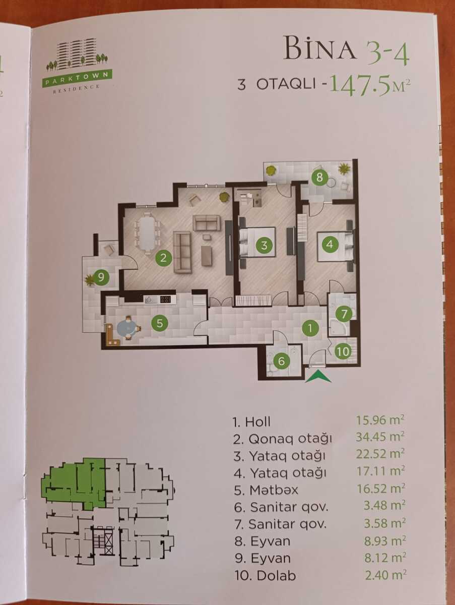 Satılır 3 otaqlı yeni tikili 147.5 m² — Mənzil, Bakı (11)