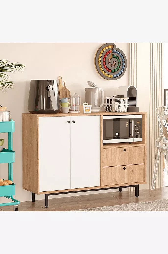 Komodin Elegant Wood ZARR418, laminat/LDSP, ağ/qəhvəyi, 85x120x35.5 sm — Mallar, Bakı (3)