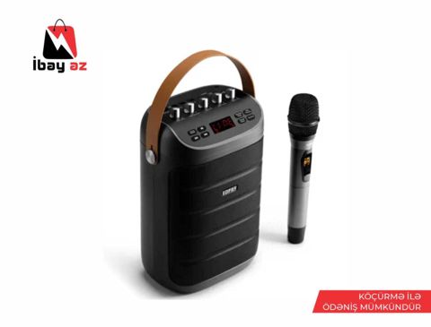 "Edifier PK305 Gray 18W Bluetooth, Wireless, USB, AUX, TF-Card, 6000mAh" mikrofonlu dinamik — Bakı