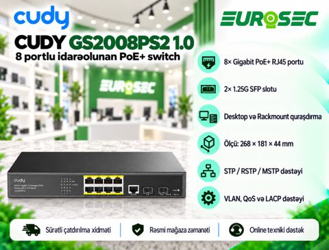 Cudy 8-port "Gigabit PoE+ Switch GS2008PS2" — Bakı