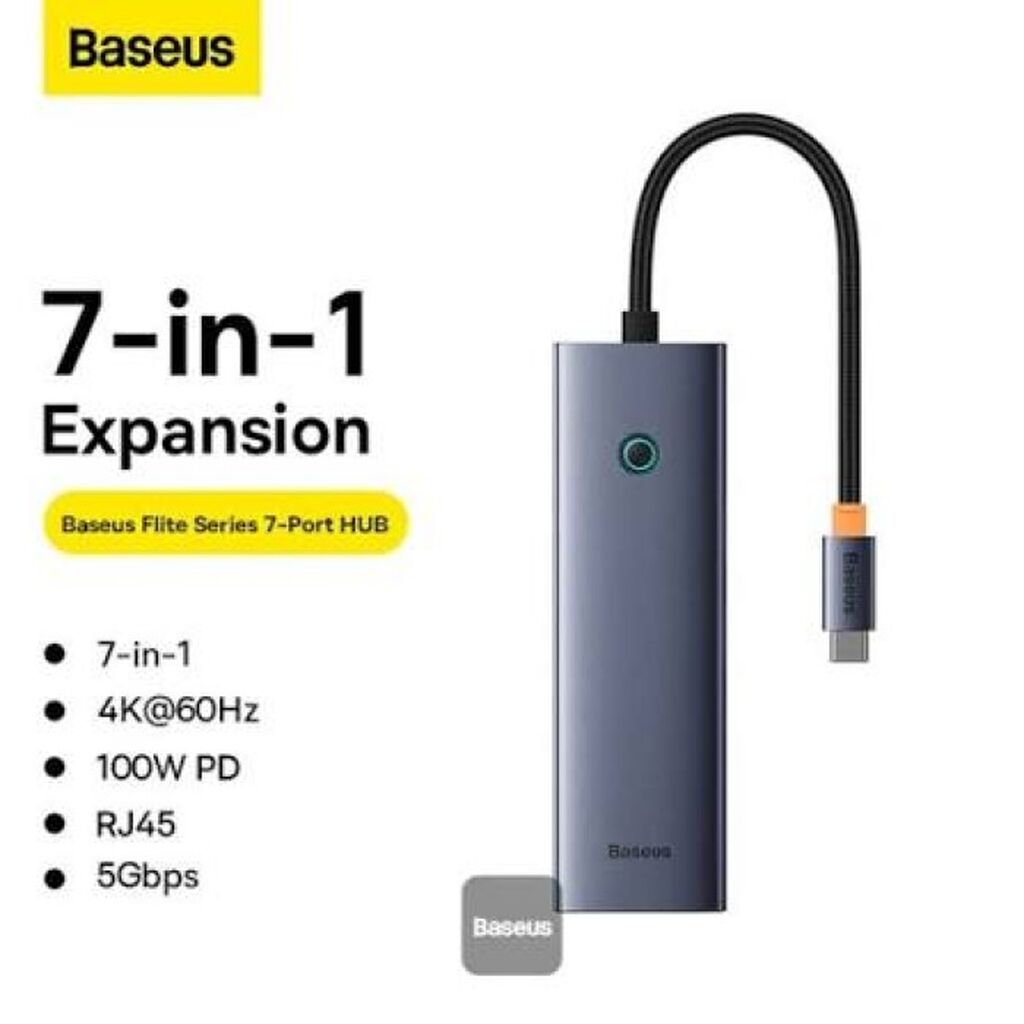 Baseus Flite Series 7-in-1 B00052805813-00 Usb-c HUB Müasir noutbuk — Noutbuk aksesuarları, Bakı (3)