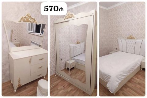 Yataq dəsti – 570₼ Tərkibi: - Çarpayı: yumşaq süngərli, başlıq — 570 ₼ · Bakı · Yataq otağı mobilya dəstləri Yataq dəsti – 570₼ Tərkibi: - Çarpayı: yumşaq süngərli, başlıq — Bakı