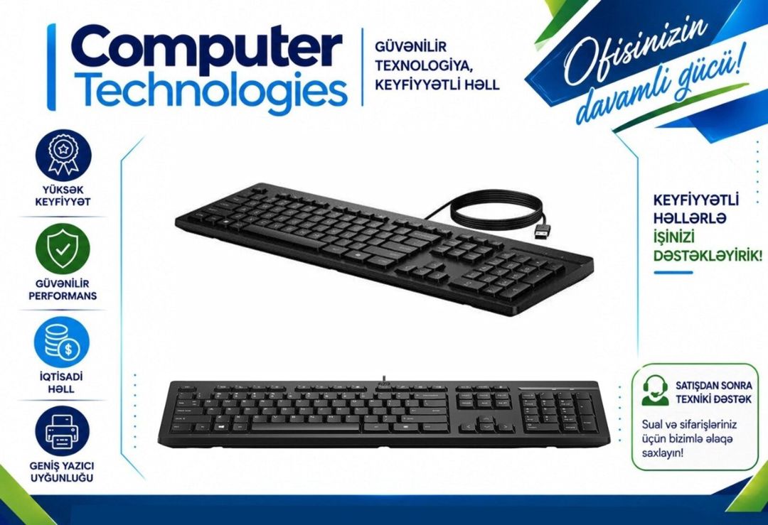 Keyboard HP 125 USB Wired Keyboard — Periferik cihazlar, Bakı