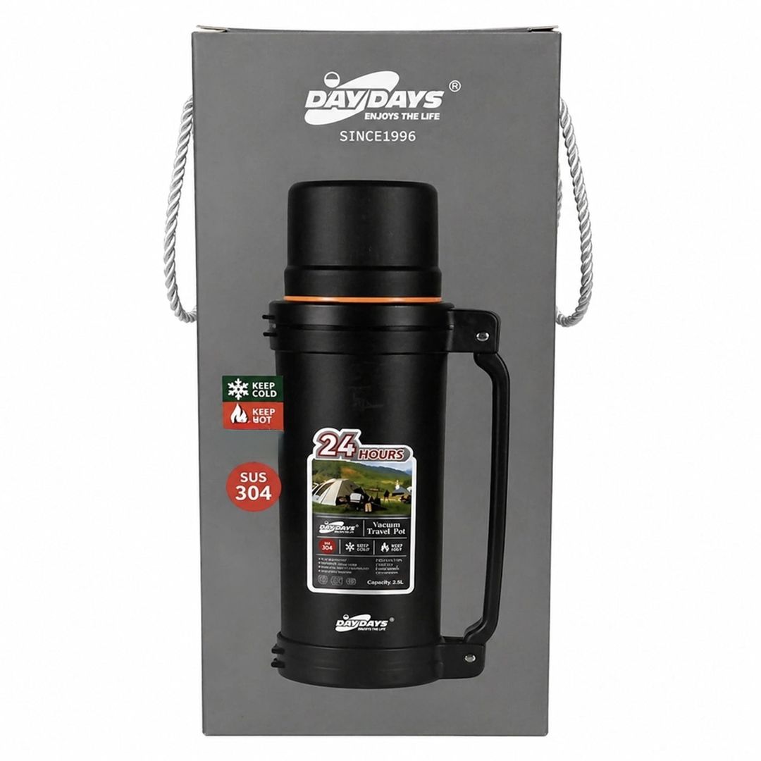 Termos Daydays SSB-A200, 2000 ml, paslanmayan polad, qara — Mallar, Bakı (2)
