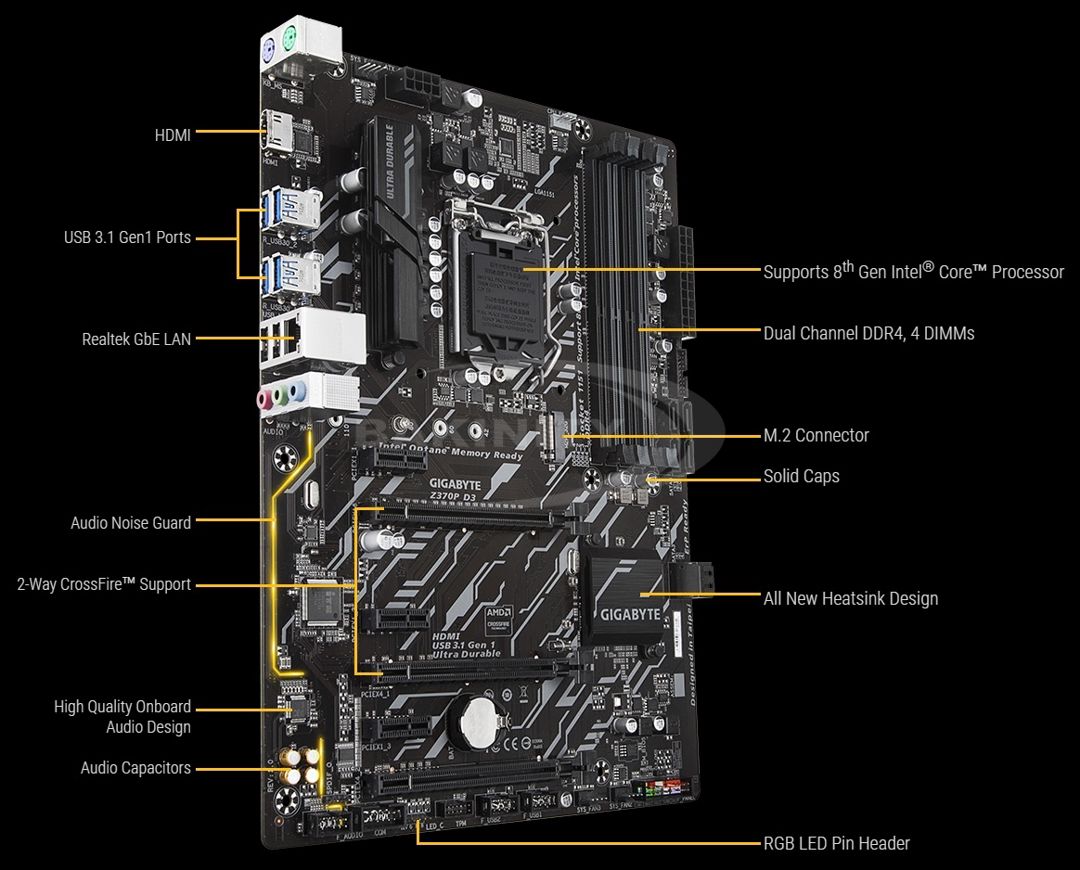 Ana plata Gigabyte GA-Z370P-D3 — Ana platalar, Bakı (2)